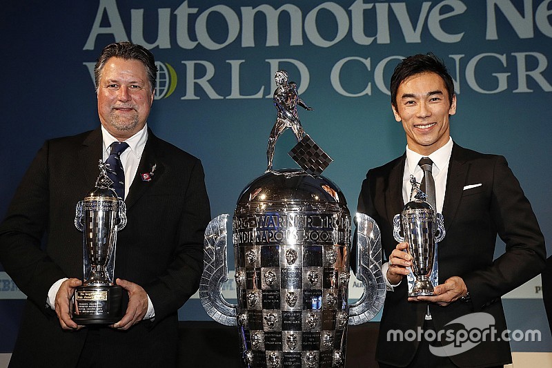 Sato, Andretti receive their “Baby Borgs” in Detroit