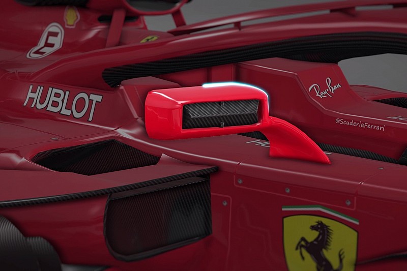 Animáción a Ferrari Halóra szerelt visszapillantói a Forma-1-ből