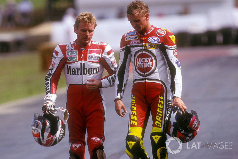 Wayne Rainey, Yamaha y Kevin Schwantz, Suzuki