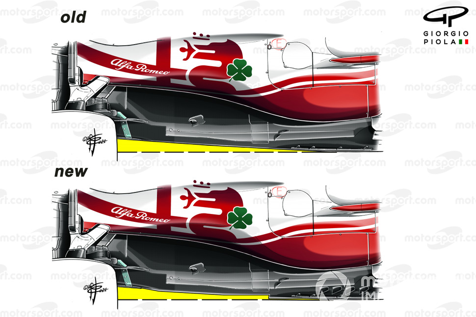 Comparación del piso del Alfa Romeo Racing C41.