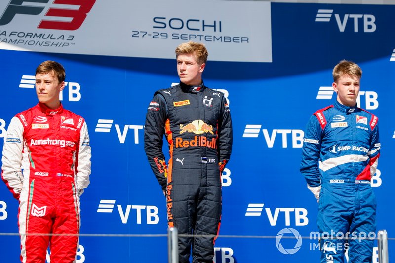 Marcus Armstrong, PREMA Racing, Juri Vips, Hitech Grand Prix and Robert Shwartzman, PREMA Racing