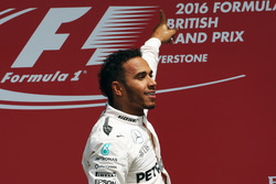 Race winner Lewis Hamilton, Mercedes AMG F1 celebrates on the podium