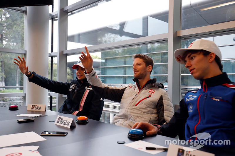 Esteban Ocon, Force India, Romain Grosjean, Haas F1 Team, Pierre Gasly, Toro Rosso