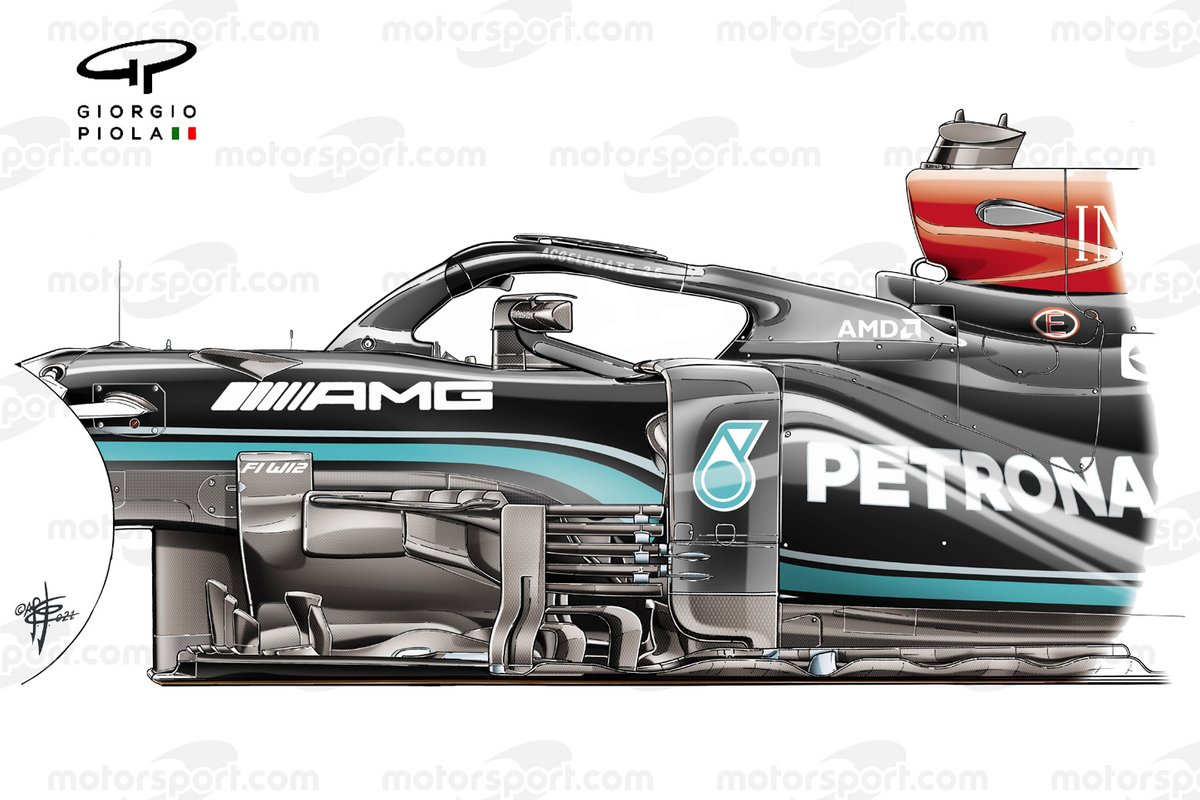 Vista lateral del Mercedes W12