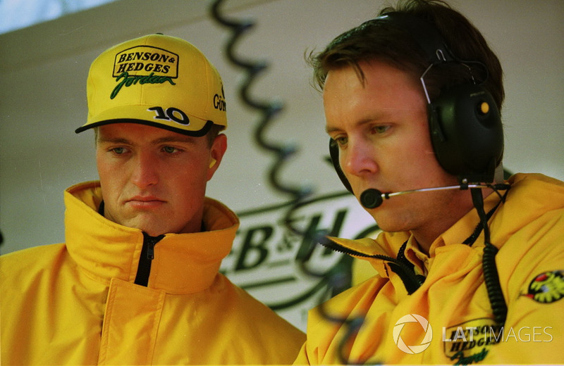 Ralf Schumacher met zijn race-engineer Sam Michael