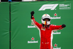 Sebastian Vettel, Ferrari, celebrates victory in parc ferme