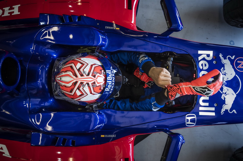 Marc Marquez drives a Toro Rosso F1