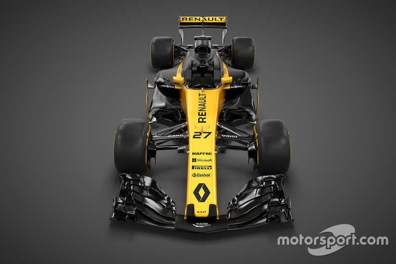 Vooraanzicht van de nieuwe Renault-bolide