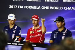 Press conference: Esteban Ocon, Force India, Sebastian Vettel, Ferrari, Sergio Perez, Force India