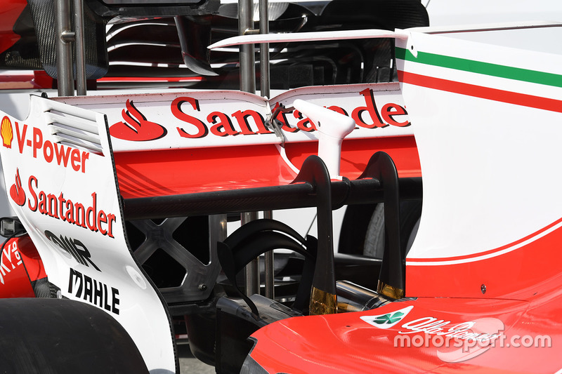 Ferrari SF70H, detalle aerodinámico del alerón trasero