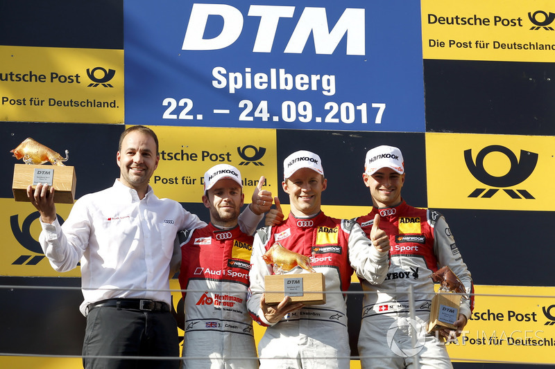 Подіум: переможець Маттіас Екстрьом, Audi Sport Team Abt Sportsline, Audi A5 DTM, друге місце Джеймі