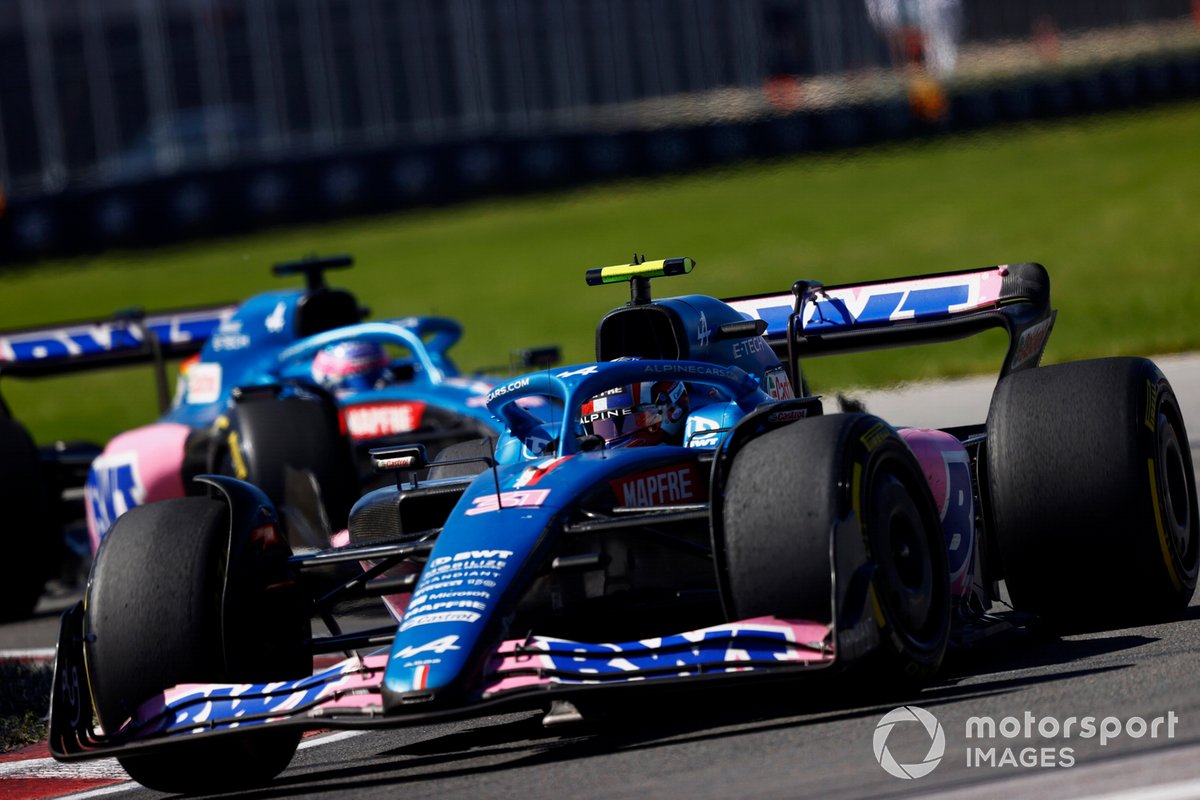 Esteban Ocon, Alpine A522, dan Fernando Alonso, Alpine A522 dalam GP Kanada 2022