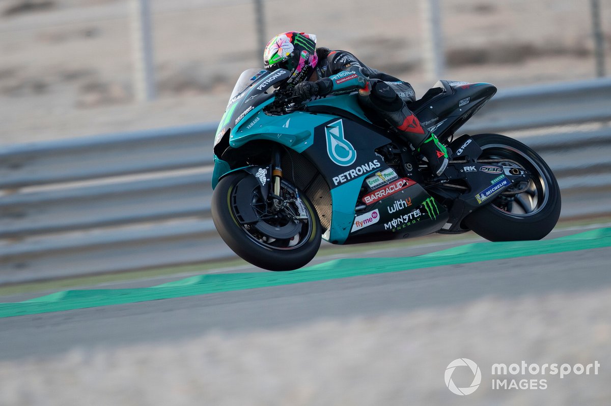 Pembalap Petronas Yamaha SRT, Franco Morbidelli, melesat ke P2 tes hari keempat MotoGP 2021 di Losail, Qatar, Kamis (11/3/2021).