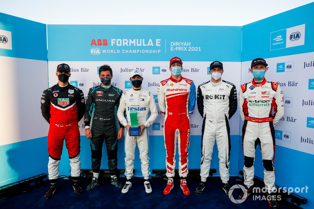 Super Pole drivers, Pascal Wehrlein, Tag Heuer Porsche, Mitch Evans, Panasonic Jaguar Racing, Pole Sitter Nyck de Vries, Mercedes Benz EQ, Alex Lynn, Mahindra Racing, Edoardo Mortara (CHE) Venturi, Rene Rast, Audi Sport ABT Schaeffler