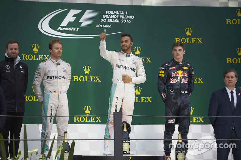 2016: 1. Lewis Hamilton, 2. Nico Rosberg, 3. Max Verstappen
