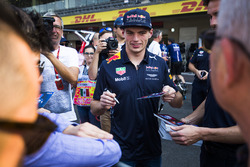 Max Verstappen, Red Bull Racing, signs autographs for fans