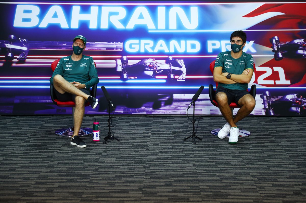 Sebastian Vettel, Aston Martin and Lance Stroll, Aston Martin in the Press Conference