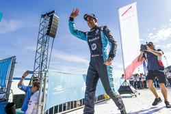 Sébastien Buemi, Renault e.Dams, celebrates on the podium