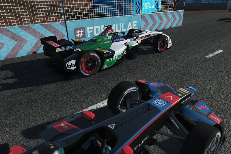 Hasil tangkapan layar mobil Gen1 Formulea E di gim rFactor 2