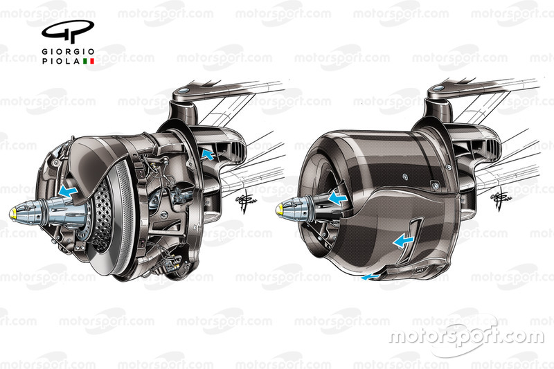 Flujo de aire de los frenos del Mercedes AMG F1 W11