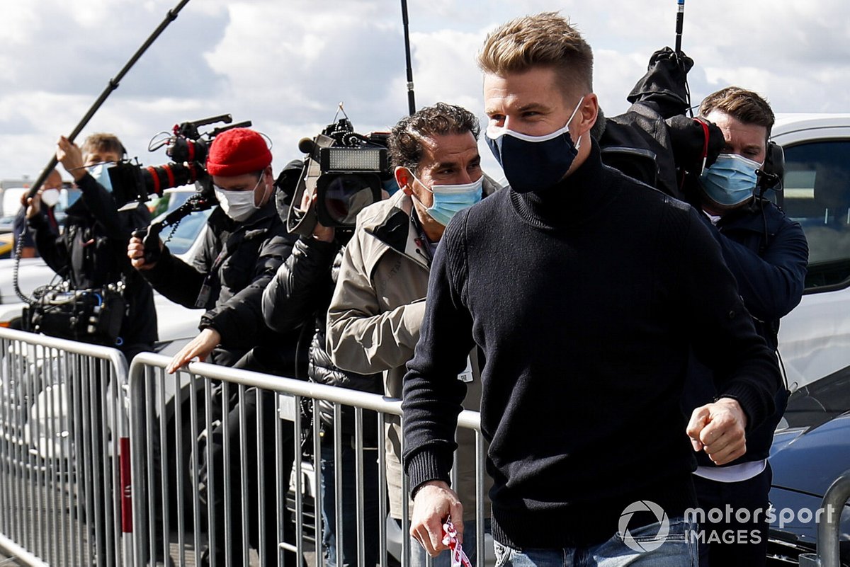 Nico Hulkenberg, Racing Point, arrives at the circuit
