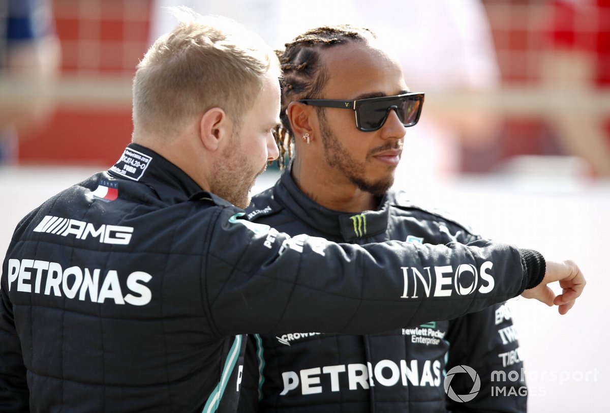 Valtteri Bottas, Mercedes W12 and Lewis Hamilton, Mercedes W12