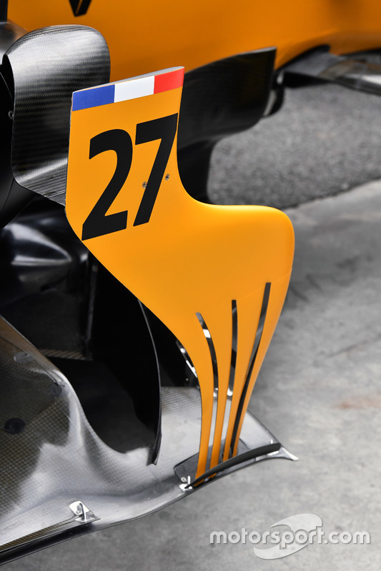 Detalle del bargeboard del RS17 del Renault Sport F1 Team