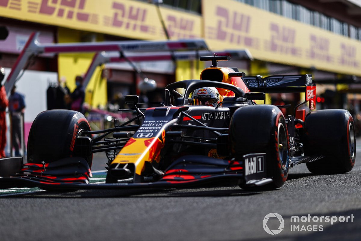Max Verstappen, Red Bull Racing RB16, in the pit lane