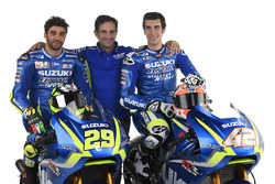 Andrea Iannone, Alex Rins und Davide Brivio, Teammanager, Team Suzuki Ecstar MotoGP