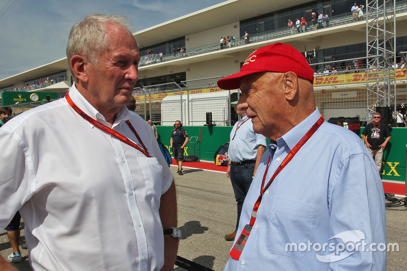 Dr Helmut Marko, Red Bull, Motorsportberater; Niki Lauda, Mercedes AMG F1, Aufsichtsratsvorsitzender