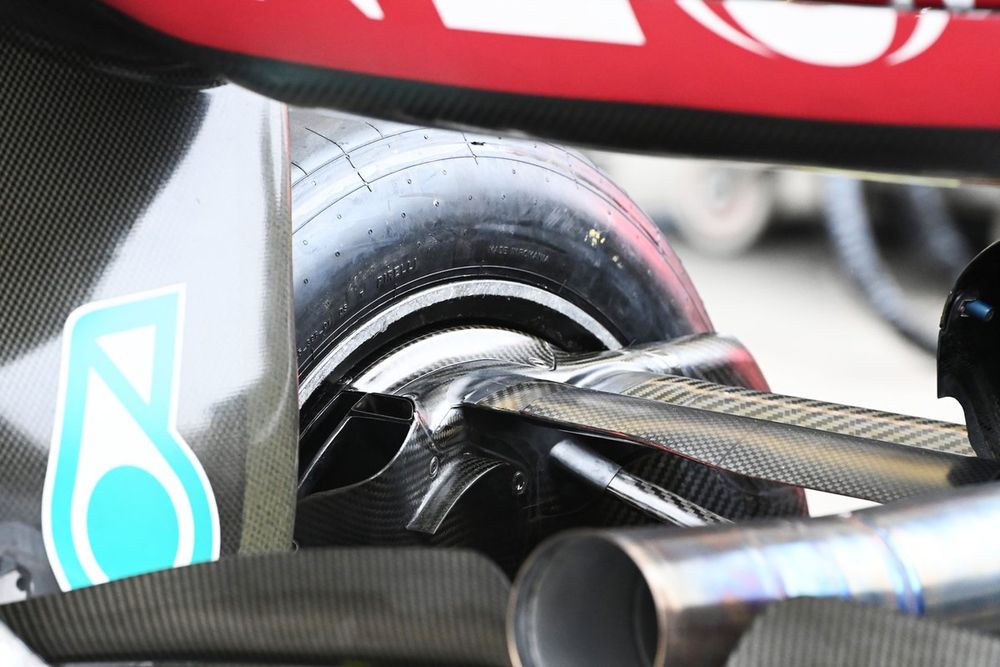 Mercedes W14 detalle del difusor trasero