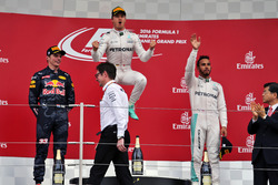 The podium (L to R): Max Verstappen, Red Bull Racing, second; Nico Rosberg, Mercedes AMG F1, race winner; Lewis Hamilton, Mercedes AMG F1, third