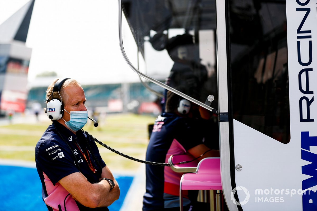 Andrew Green, Technical Director, Racing Point, on the pit wall