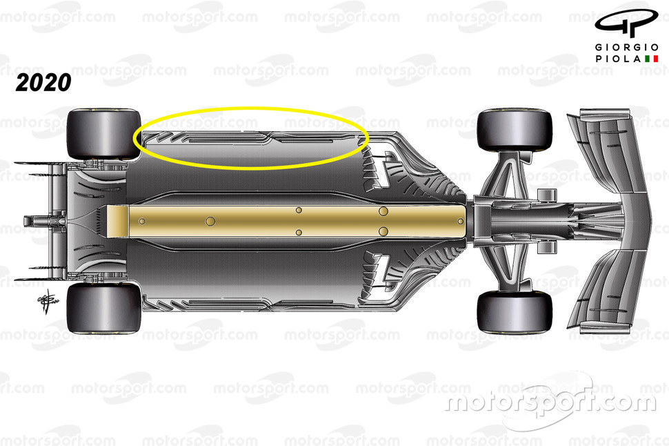 Detalle del piso del Haas-Ferrari VF-20.