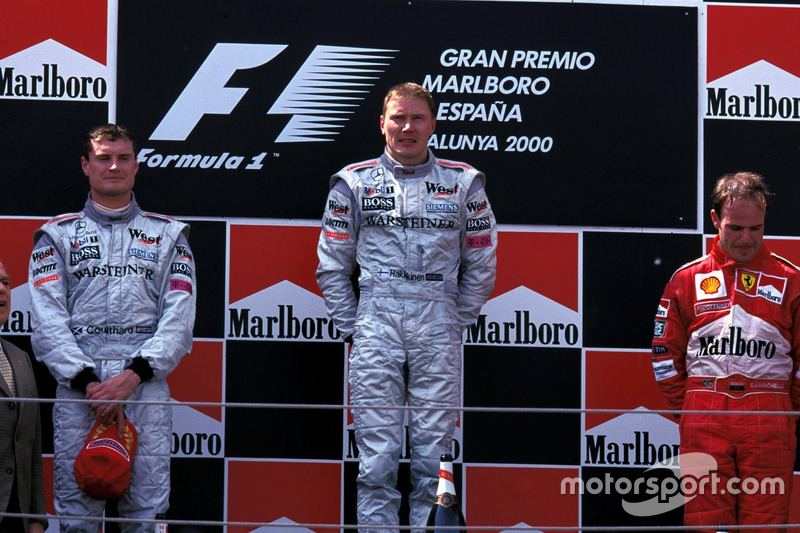 2000: 1. Mika Hakkinen, 2. David Coulthard, 3. Rubens Barrichello