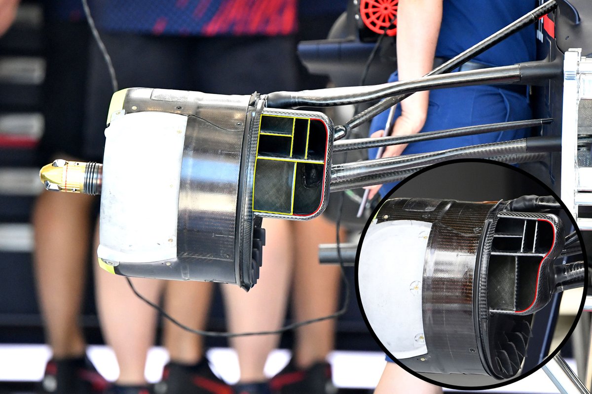 Comparación del freno delantero del Red Bull RB16B