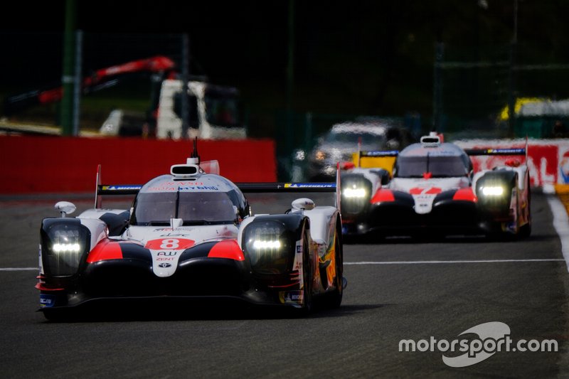 #8 Toyota Gazoo Racing Toyota TS050: Sébastien Buemi, Kazuki Nakajima, Fernando Alonso,#7 Toyota Gazoo Racing Toyota TS050: Mike Conway, Kamui Kobayashi, Jose Maria Lopez