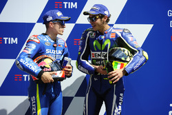 Polesitter Valentino Rossi, Yamaha Factory Racing, mit Maverick Viñales, Team Suzuki MotoGP