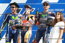 Tweede plaats Valentino Rossi, Yamaha Factory Racing, Dani Pedrosa, Repsol Honda Team, Jorge Lorenzo