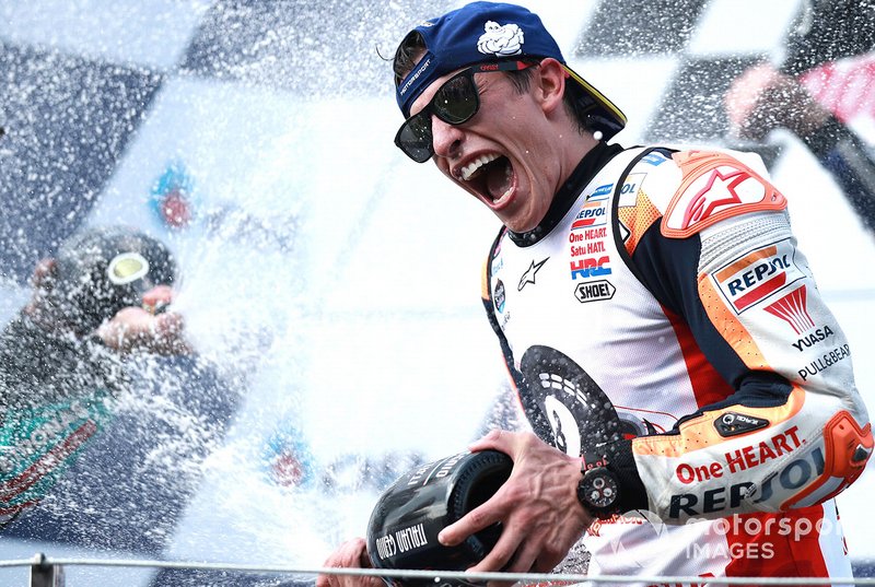 Podio: el ganador de la carrera, Marc Márquez, Repsol Honda Team y Campeón del mundo 2019