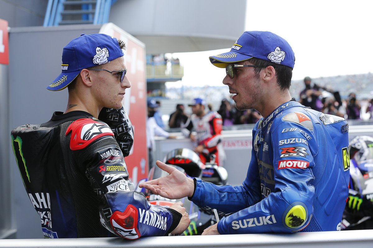 Fabio Quartararo, Yamaha Factory Racing, dan Joan Mir, Team Suzuki MotoGP