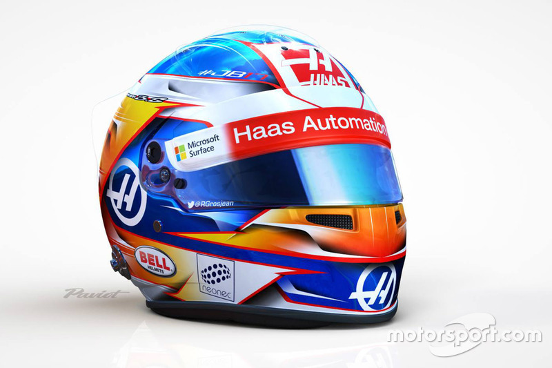 De 2017-helm van Romain Grosjean, Haas F1 Team