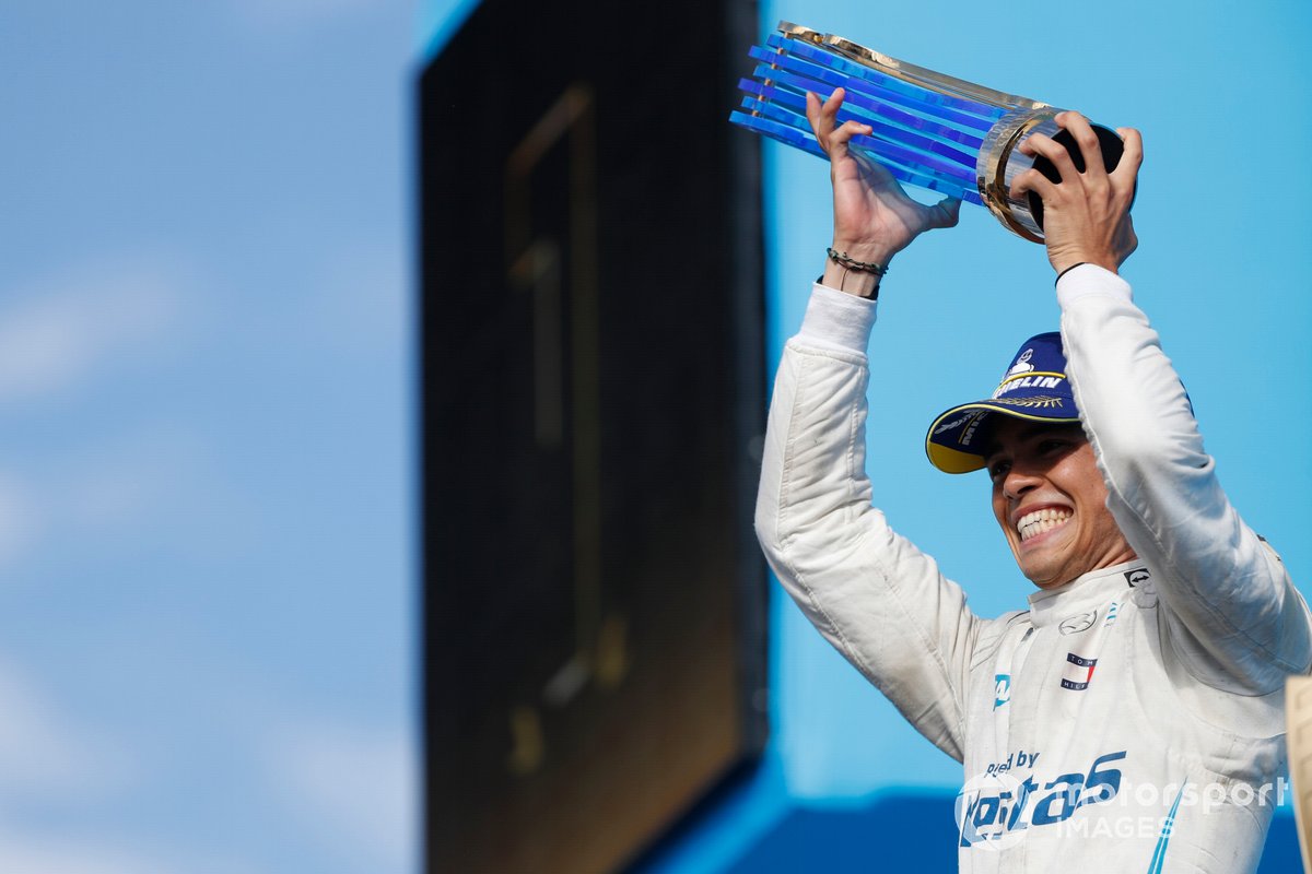 Champion Nyck de Vries, Mercedes-Benz EQ, on the podium