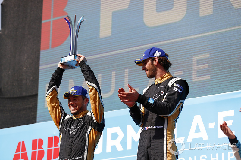Jean-Eric Vergne, Techeetah, Andre Lotterer, Techeetah make up the first 1st 2nd finish in Formula E history