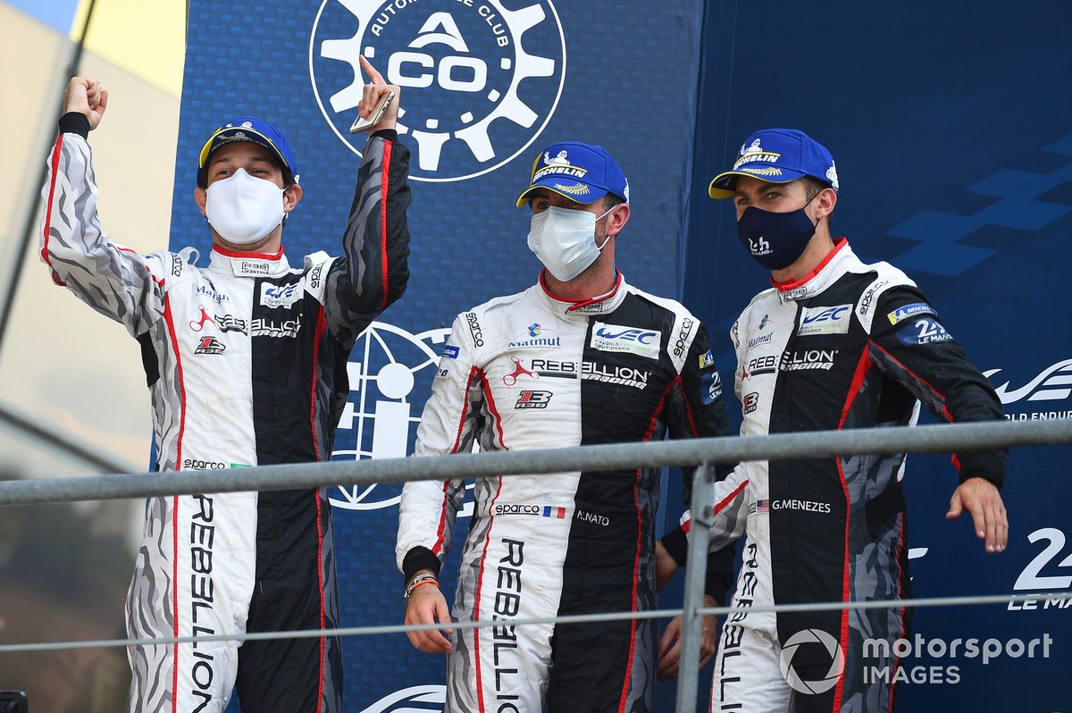 Second place #1 Rebellion Racing Rebellion R-13: Bruno Senna, Gustavo Menezes, Norman Nato