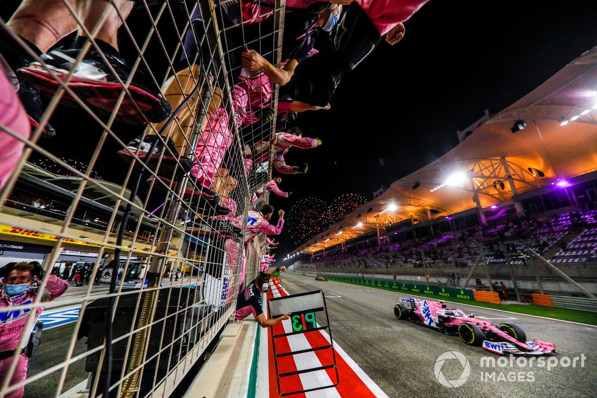 Pembalap Racing Point, Lance Stroll, berhasil menyelesaikan balapan GP Sakhir 2020 di urutan ketiga.
