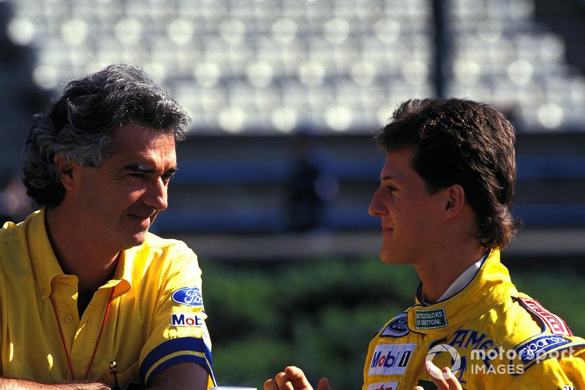 Михаэль Шумахер, Benetton Ford, с боссом команды Флавио Бриаторе. 1991 год