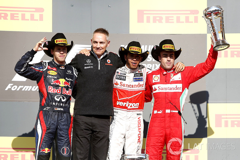 2012: 1. Lewis Hamilton, 2. Sebastian Vettel, 3. Fernando Alonso