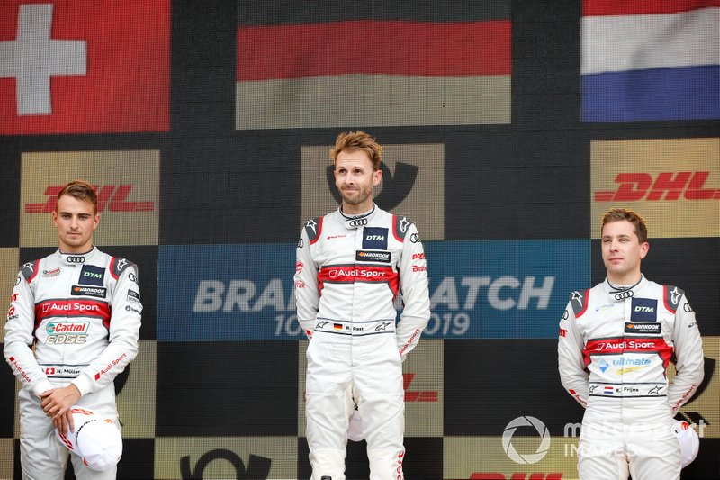 Podium: Le vainqueur René Rast, Audi Sport Team Rosberg, le deuxième Nico Müller, Audi Sport Team Abt Sportsline, le troisième Robin Frijns, Audi Sport Team Abt Sportsline