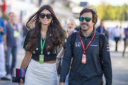 Fernando Alonso, McLaren, his girlfriend Linda Morselli